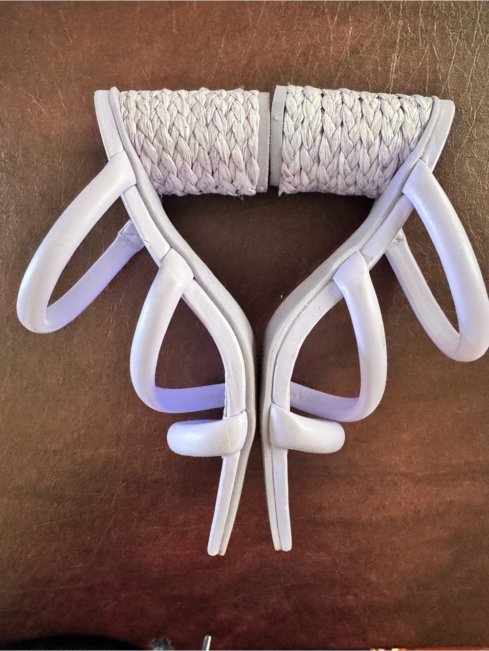 Lavender Loop-Strap Braided Block Heel Sandals